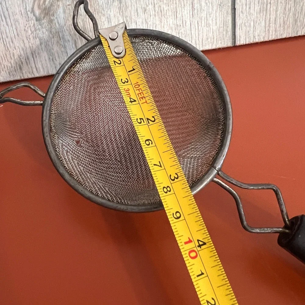 Vintage Fine Mesh Kitchen Strainer Stainless Steel Sifter‎ Black Handle 8.5 Inch